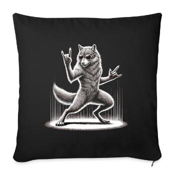 Rocking Wolf – Sauvage et libre - Housse de coussin décorative 45 x 45 cm - noir - Devant