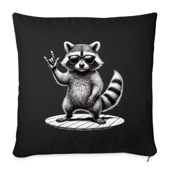 Rock-Waschbär – Cool und Wild - Sofakissenbezug 45 x 45 cm - Schwarz - Vorne