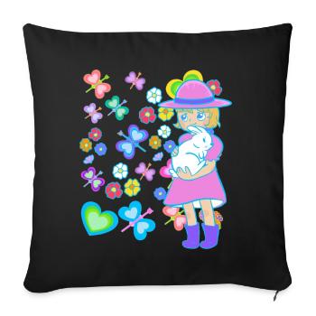 Easter Kids Child Bunny Rabbit Easter Bunny - Sofa pillowcase 17,3'' x 17,3'' (45 x 45 cm) - black - Front