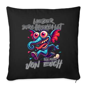 Mieux vaut être fou que l’un d’entre vous – éléphant - Housse de coussin décorative 45 x 45 cm - noir - Devant