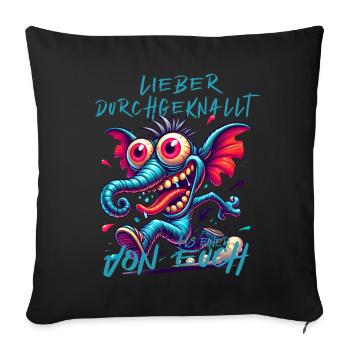 Mieux vaut être fou que l’un d’entre vous – éléphant - Housse de coussin décorative 45 x 45 cm - noir - Devant