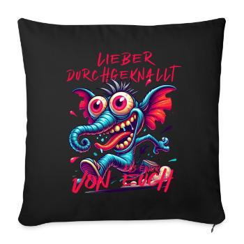 Mieux vaut être fou que l’un d’entre vous – éléphant - Housse de coussin décorative 45 x 45 cm - noir - Devant