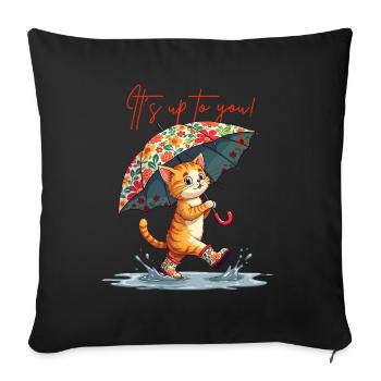 Cat Courage Positive Thinking Puddle Umbrella Cute - Sofa pillowcase 17,3'' x 17,3'' (45 x 45 cm) - black - Front