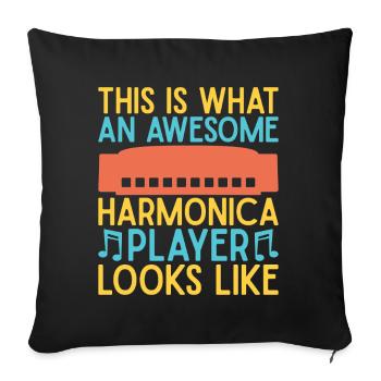 Funny Harmonica Player Awesome Player Looks Like - Sofakissenbezug 45 x 45 cm - Schwarz - Vorne