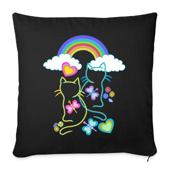 Rainbow Spring Summer Cats Cat Kids - Sofa pillowcase 17,3'' x 17,3'' (45 x 45 cm) - black - Front