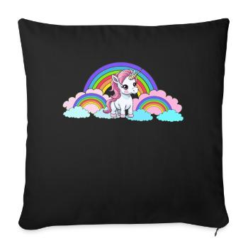 Rainbow Unicorn Unicorns Horse Horses Kids - Sofa pillowcase 17,3'' x 17,3'' (45 x 45 cm) - black - Front