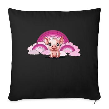 Porcelet arc-en-ciel Cochon Nuages célestes - Housse de coussin décorative 45 x 45 cm - noir - Devant