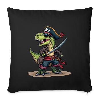 Carnaval Pirate Dinosaure Costume Chapeau de Pirate Alaaf - Housse de coussin décorative 45 x 45 cm - noir - Devant