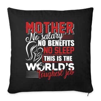 Mother's Day Mom Is World s Toughest Job - Sofa pillowcase 17,3'' x 17,3'' (45 x 45 cm) - black - Front