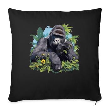 Mountain gorillas Mountain gorilla - Sofa pillowcase 17,3'' x 17,3'' (45 x 45 cm) - black - Front