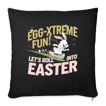 Funny Skater Bunny – Idée cadeau de Pâques - Housse de coussin décorative 45 x 45 cm - noir - Devant