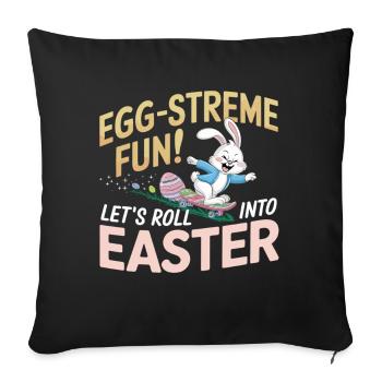 Lapin de planche à roulettes – Cool Easter Design - Housse de coussin décorative 45 x 45 cm - noir - Devant