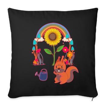 Eichhörnchen Kind Kinder - Sofakissenbezug 45 x 45 cm - Schwarz - Vorne