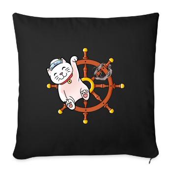 maritime, chat, chats, voile, Moin, enfants, enfant - Housse de coussin décorative 45 x 45 cm - noir - Devant