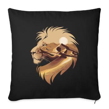 Lion silhouette in the desert with sunrise - Sofa pillowcase 17,3'' x 17,3'' (45 x 45 cm) - black - Front