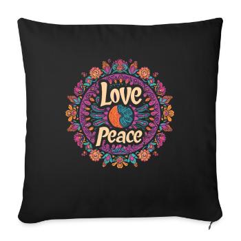 Amour et Paix Mandala Artwork pour l’Harmonie - Housse de coussin décorative 45 x 45 cm - noir - Devant