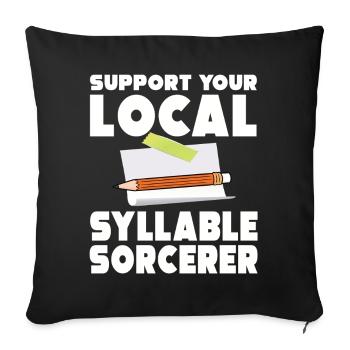 Syllabe Magicien Poésie Slam - Housse de coussin décorative 45 x 45 cm - noir - Devant
