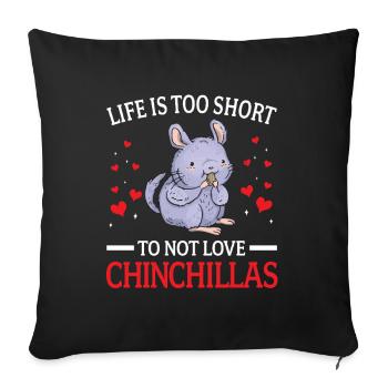 Chinchilla n’aime pas les rongeurs Souris laineuse - Housse de coussin décorative 45 x 45 cm - noir - Devant