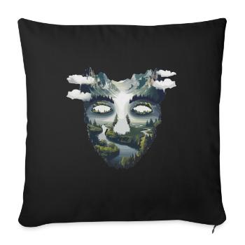 Hiking: Nature face with mountain panorama - Sofa pillowcase 17,3'' x 17,3'' (45 x 45 cm) - black - Front