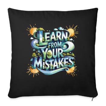Apprenez de vos erreurs avec un style inspirant - Housse de coussin décorative 45 x 45 cm - noir - Devant