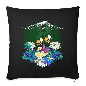 Forest Nature Spring Bee Bees Bumblebee - Sofa pillowcase 17,3'' x 17,3'' (45 x 45 cm) - black - Front