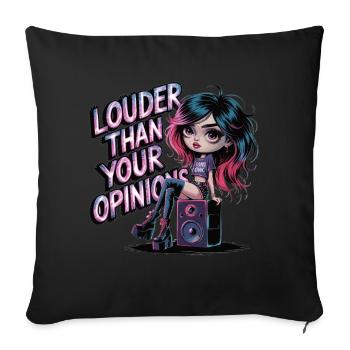 Plus fort que votre opinion – Déclaration punk et gothique - Housse de coussin décorative 45 x 45 cm - noir - Devant