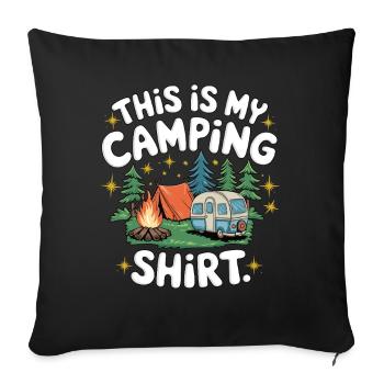 C’est ma chemise de camping - Housse de coussin décorative 45 x 45 cm - noir - Devant
