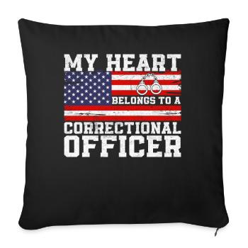 Correction Officer Wife Thin Silver Line Wife - Sofa pillowcase 17,3'' x 17,3'' (45 x 45 cm) - black - Front