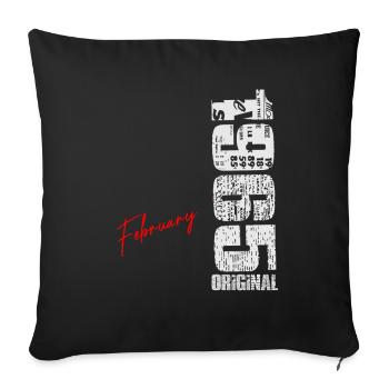 Februar 1965 Jahrgang geboren Geburtstag Retro - Sofakissenbezug 45 x 45 cm - Schwarz - Vorne