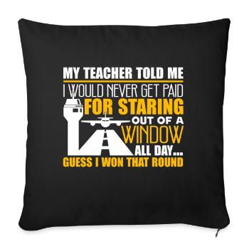 Air Traffic Controller I am A Air Traffic Control - Sofa pillowcase 17,3'' x 17,3'' (45 x 45 cm) - black - Front