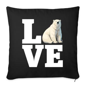 Love Funny Polar Bear White Marine Mammal Arctic - Sofa pillowcase 17,3'' x 17,3'' (45 x 45 cm) - black - Front