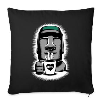 Easter Island Coffee Moai Heart Mug - Sofa pillowcase 17,3'' x 17,3'' (45 x 45 cm) - black - Front