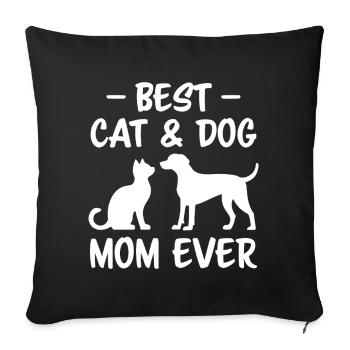 Cat and Dog Saying Funny Pet Gift - Sofa pillowcase 17,3'' x 17,3'' (45 x 45 cm) - black - Front