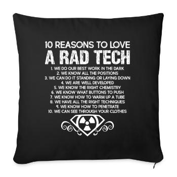 Rad Tech Reasons To Love Rad Tech - Sofa pillowcase 17,3'' x 17,3'' (45 x 45 cm) - black - Front