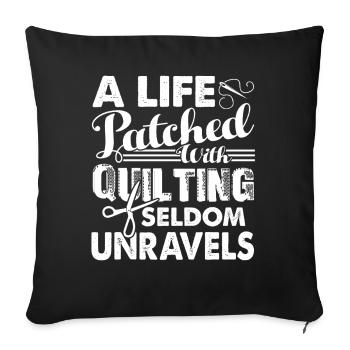 Quilting A Life Patched With Quilting - Sofa pillowcase 17,3'' x 17,3'' (45 x 45 cm) - black - Front