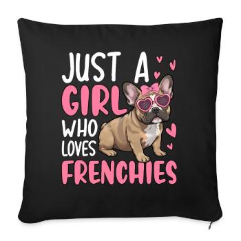 Juste une fille qui aime les Frenchies - Housse de coussin décorative 45 x 45 cm - noir - Devant