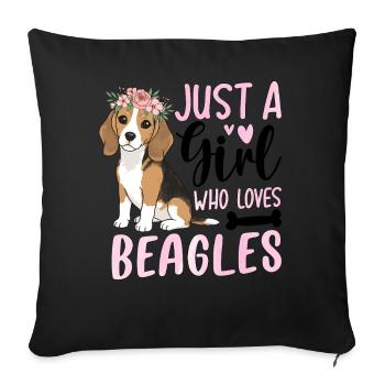 Juste une fille qui aime les beagles - Housse de coussin décorative 45 x 45 cm - noir - Devant