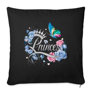 Des fleurs et des papillons pour les princesses – - Housse de coussin décorative 45 x 45 cm - noir - Devant