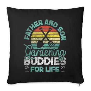 Amoureux des plantes jardinage papa fils - Housse de coussin décorative 45 x 45 cm - noir - Devant