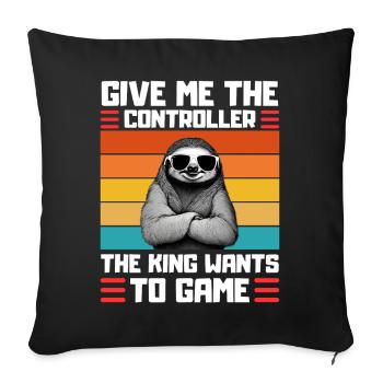Funny Sloth Gaming Design Gaming - Sofa pillowcase 17,3'' x 17,3'' (45 x 45 cm) - black - Front
