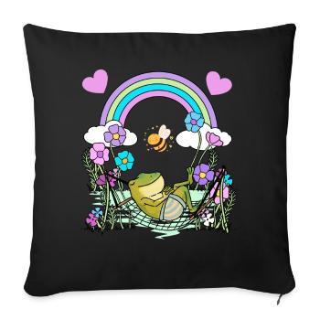 Frosch Frösche Kinder Kind - Sofakissenbezug 45 x 45 cm - Schwarz - Vorne