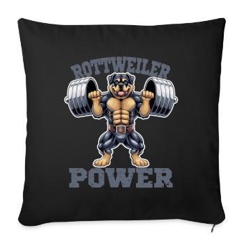 Rottweiler Power Gym Force de musculation - Housse de coussin décorative 45 x 45 cm - noir - Devant