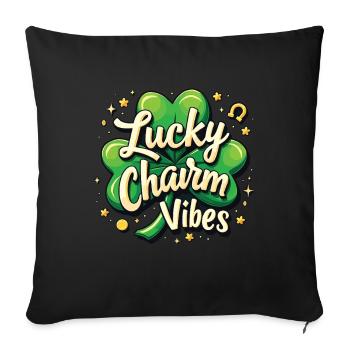 Lucky Charm Vibes Lucky Clover Lucky Positive - Sofa pillowcase 17,3'' x 17,3'' (45 x 45 cm) - black - Front