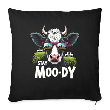 Stay Moo-dy Funny Cow Animal Lover Farm - Housse de coussin décorative 45 x 45 cm - noir - Devant