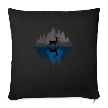 Deer in the dark forest - Sofa pillowcase 17,3'' x 17,3'' (45 x 45 cm) - black - Front