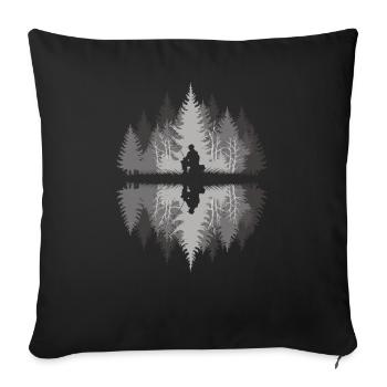 Pêcheur dans la forêt sombre - Housse de coussin décorative 45 x 45 cm - noir - Devant