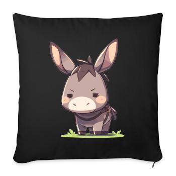 Donkey Esel - Sofakissenbezug 45 x 45 cm - Schwarz - Vorne