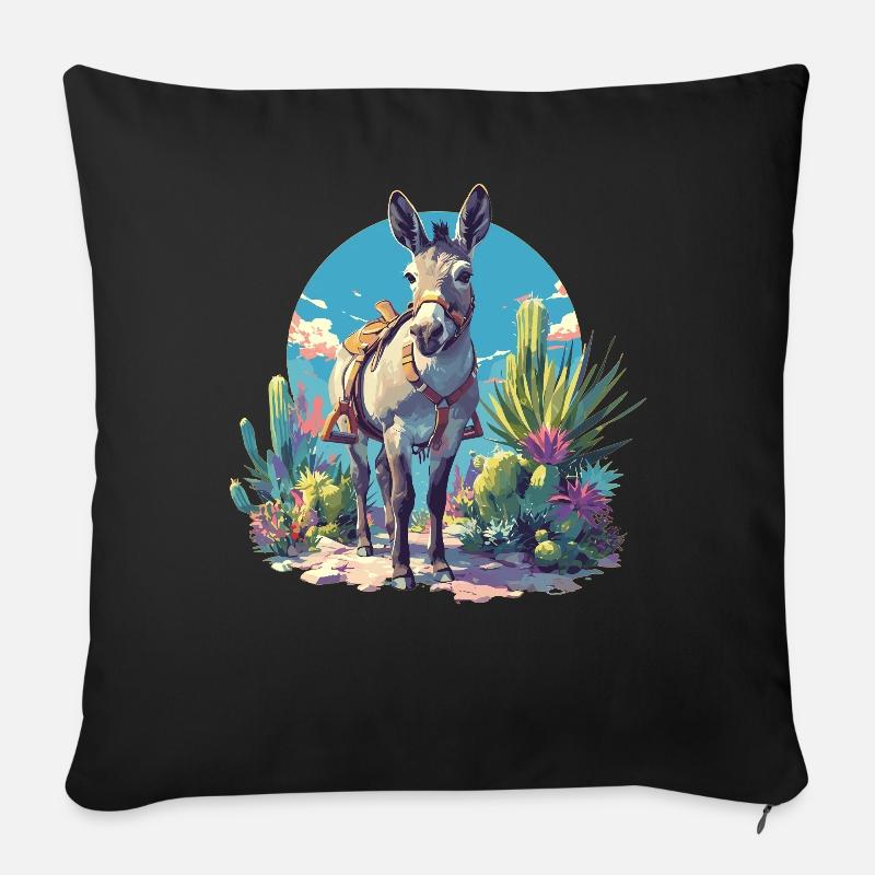 Donkey Esel - Sofakissenbezug 45 x 45 cm - Schwarz