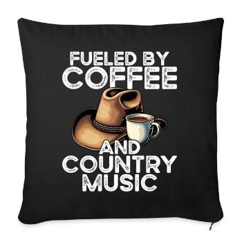 Powered by coffee and country music - Sofa pillowcase 17,3'' x 17,3'' (45 x 45 cm) - black - Front