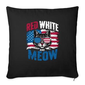 Red White And Meow: American Cat Love - Sofa pillowcase 17,3'' x 17,3'' (45 x 45 cm) - black - Front